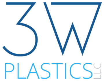 Modern logo for 3W Plastics LLC featuring bold blue typography and minimalist design.