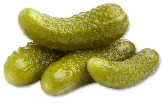 Vibrant gherkin-style pickles glistening against a black background, showcasing freshness and quality.