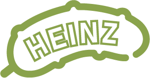 Heinz pickle logo featuring a playful green pickle with bold HEINZ text.