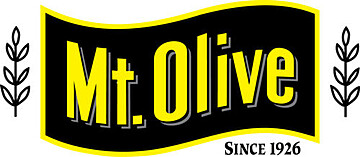 Mt. Olive logo since 1926 featuring vibrant yellow banner and olive branches for quality products.